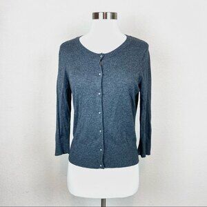 Express Grey Cardigan Rhinestone Button Sweater